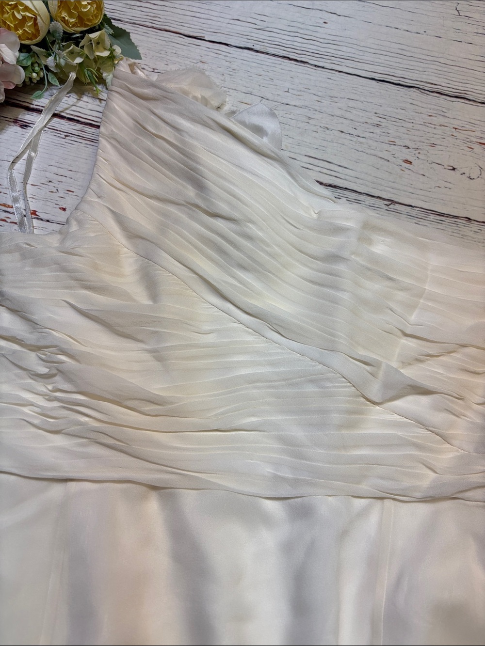 Ann Taylor Ivory Silk One Shoulder Bridesmaid Dress sz 10 - Picture 11 of 11